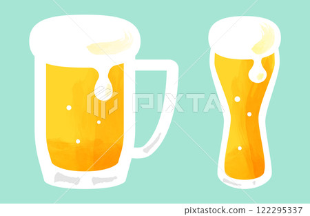 Beer vector illustration set Beer mug Glass of beer Watercolor 122295337