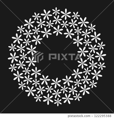 Floral Round Frame border White on Dark background. Minimalism Summertime Copyspace Template concept 122295388