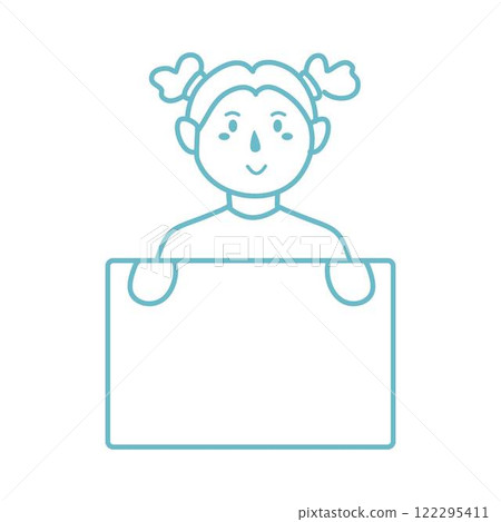 kids holding blank banner art line kids holding blank banner art line 122295411
