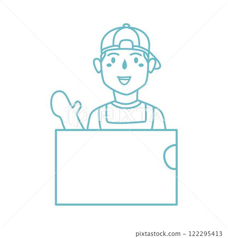 man holding banner illustration 122295413