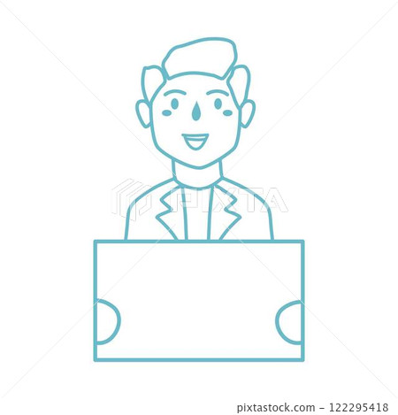 young man holding banner illustration 122295418