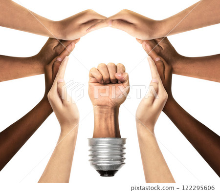 People power concept and diversity populist inspiration as a social movement idea. Human rights concept and a diverse society protecting, image as a symbol for social justice and international law. 122295606