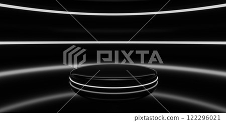 Futuristic Display Podium in Dark Environment 122296021