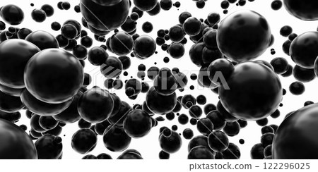 Dynamic Black Spheres on White Background Dynamic Black Spheres on White Background 122296025