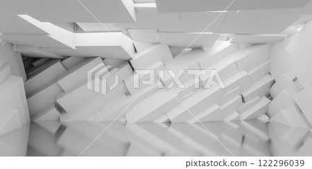 Abstract White Geometric Interior Space 122296039