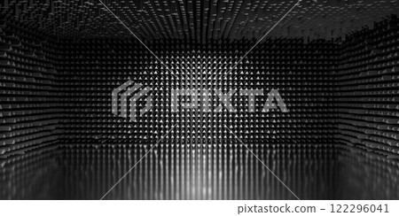 Abstract Monochrome Interior with Triangular Patterns 122296041