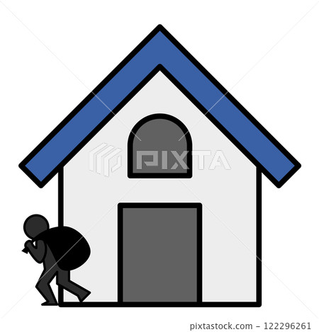 小偷逃跑和房子的插圖 122296261