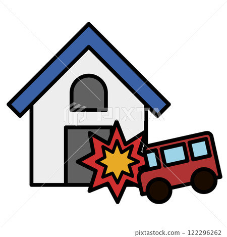 汽車撞擊房子的插圖 122296262