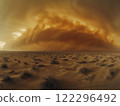 Swirling Cloudy Sandstorm Over Dramatic Desert Landscape 122296492