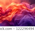 Vibrant orange and purple waves art created with generative AI 122296494
