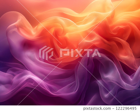 Colorful silk fabric swirls create an abstract composition. Generative AI 122296495