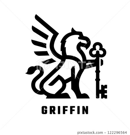 Griffin with key logo. 122296564
