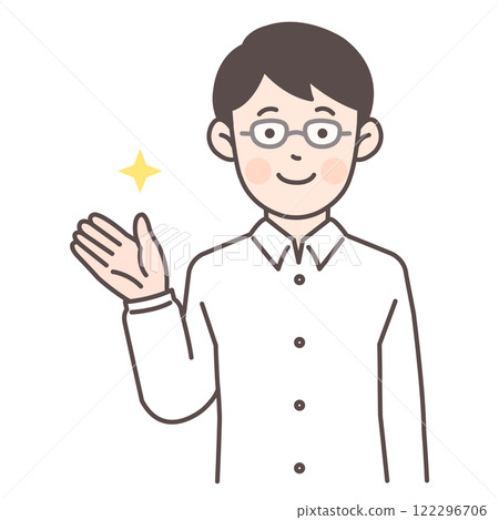 戴眼鏡的男士指引你_白襯衫 122296706