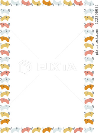 Cute doodle dogs frame with text place. Domestic animal on white background border 122296952