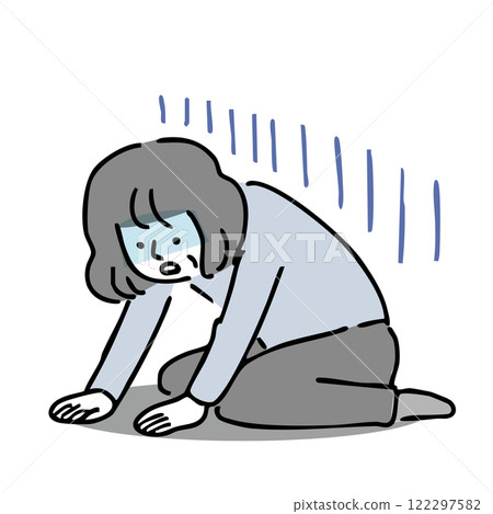 An elderly woman sitting down and feeling depressed: Illustration material 122297582