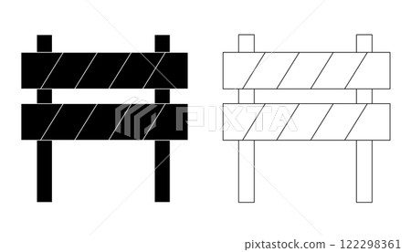 Hurdle roadblock sign, safety protectot icon, symbol. Boundary fence, equipment. security system. Road barrier. 122298361