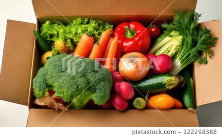 [AI圖像]裝在紙箱裡的蔬菜 122298388