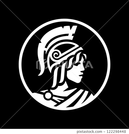Athena. Greek goddess of war on a dark background. 122298448