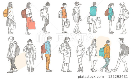 Hand-drawn illustrations of people 122298481