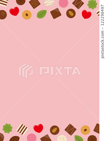 Illustration of a chocolate frame on a pink background_vertical 122298497