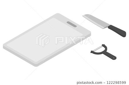 等距插圖：刀和切板 122298599