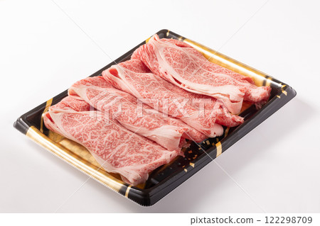 Beef shoulder loin for sukiyaki (Japanese black beef, Sendai beef) Beef shoulder loin for sukiyaki (Japanese black beef, Sendai beef) 122298709