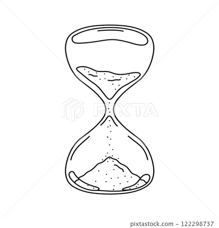 Hourglass isolated doodle illustration, cartoon hourglass outline drawing 122298737