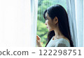 女人打開窗簾 122298751