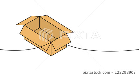 Cargo box. Carton delivery packaging box one line colored continuous drawing. Vector illustration. Cargo box. Carton delivery packaging box one line colored continuous drawing. Vector illustration. 122298902