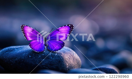 Delicate Violet Butterfly with Detailed Wings 122298960
