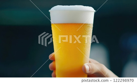 American Football Game with Beer in Hand 122298970
