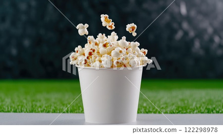 Close-up of popcorn spilling at sports event 122298978