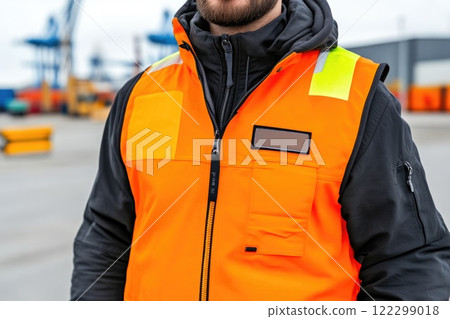 Logistics Engineer in Reflective Vest at Port 122299018