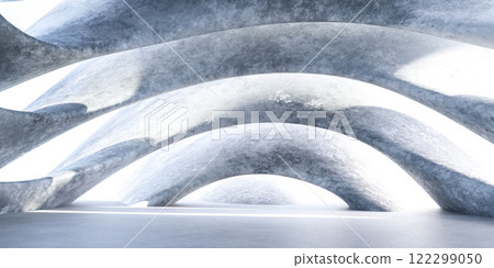 Futuristic Curved Architectural Interior wallpaper background 122299050