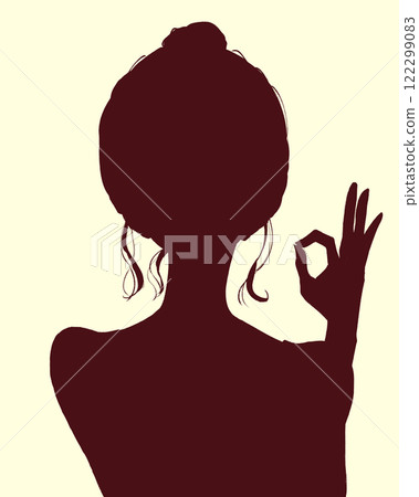 Young woman OK sign silhouette 122299083