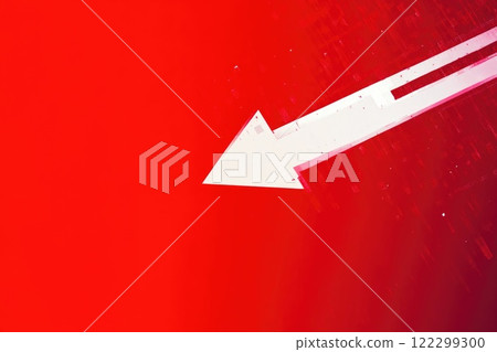 Digital White Arrow in Red Background 122299300
