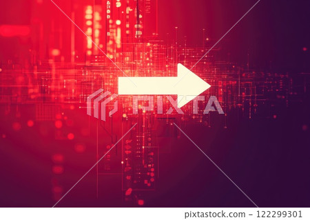Modern White Arrow Against Bold Red Modern White Arrow Against Bold Red 122299301