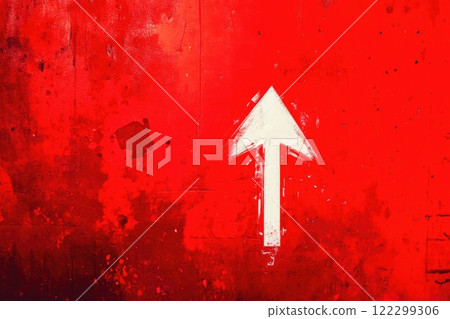 Pointing Arrow in Digital Style on Red Pointing Arrow in Digital Style on Red 122299306
