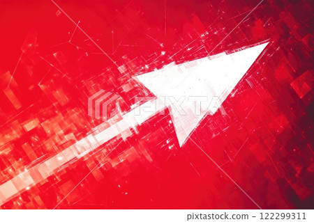 Creative Digital Arrow on Red Surface Creative Digital Arrow on Red Surface 122299311