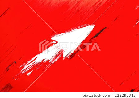 Futuristic Directional Arrow on Bold Red Futuristic Directional Arrow on Bold Red 122299312
