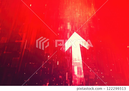 White Arrow Symbolizing Movement on Red 122299313