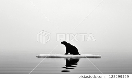 Polar Bear Surviving on a Small Ice Patch 122299339