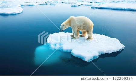 Glacial Arctic Scene with Polar Bear 122299354