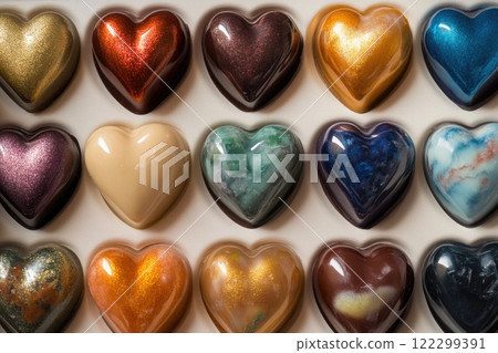 Handcrafted chocolates in heart shapes for gifting Handcrafted chocolates in heart shapes for gifting 122299391