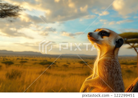 Meerkat Close-up Staring into the Distance 122299451