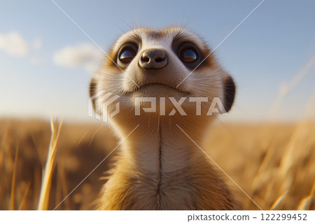 Alert Meerkat in the African Grasslands 122299452
