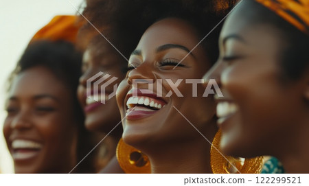 African American people laughing and enjoying music 122299521