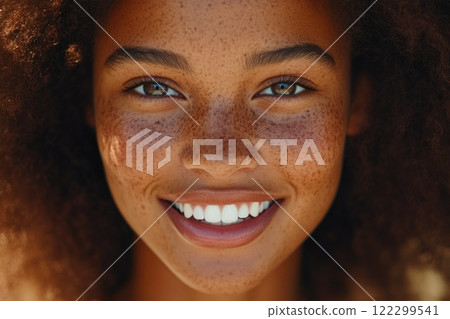Beautiful Young Woman with Afro Hair Beautiful Young Woman with Afro Hair 122299541