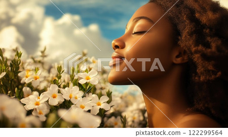 Happy African American Woman in Nature Happy African American Woman in Nature 122299564