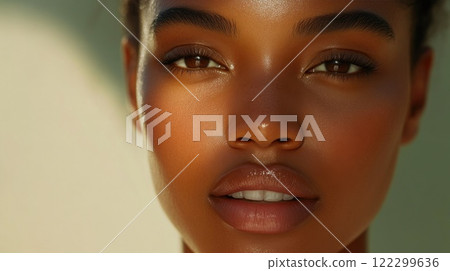 Radiant Black Woman with Flawless Skin 122299636